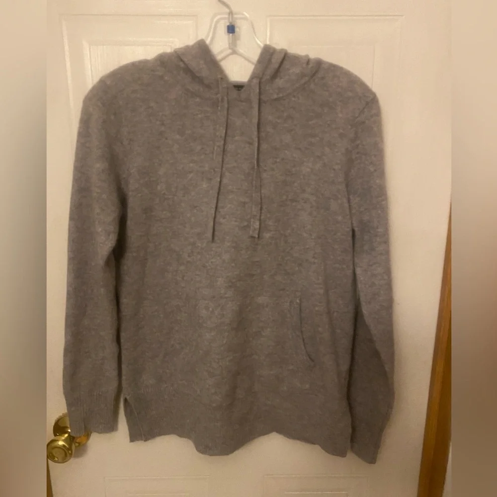 Saks Fifth Avenue Heather Gray Hooded Cashmere Sweater
